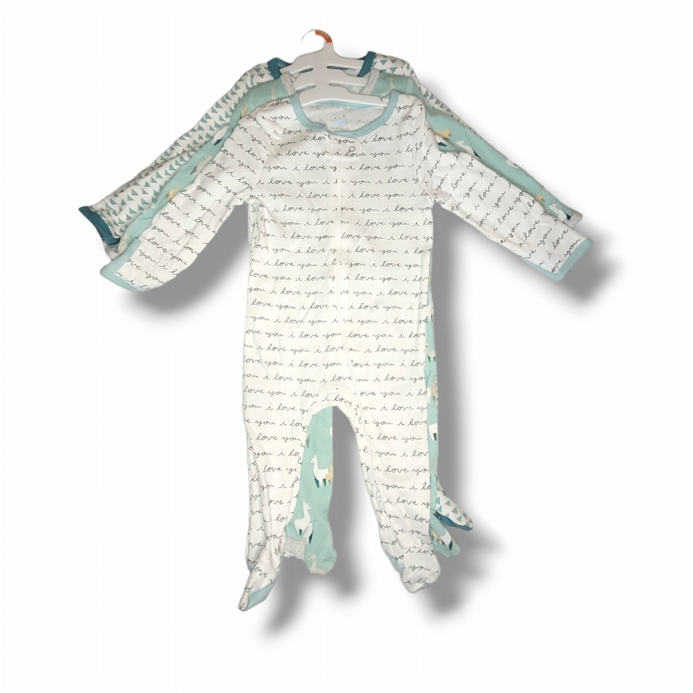 Cloud Island Green Tides 3 Pack Footed Pajamas Size 6-9 Months